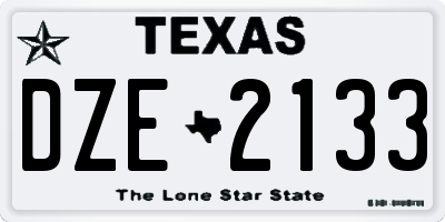 TX license plate DZE2133