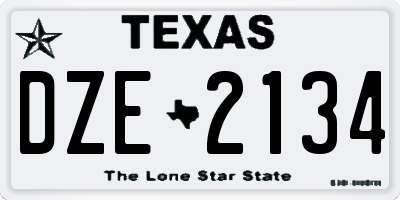 TX license plate DZE2134