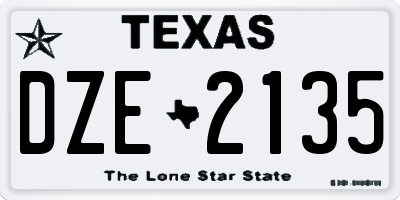 TX license plate DZE2135