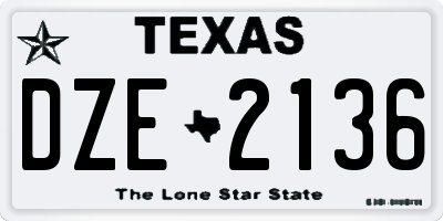 TX license plate DZE2136
