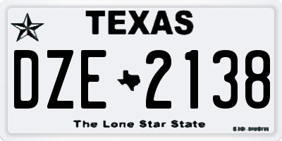 TX license plate DZE2138