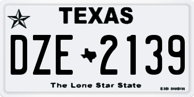 TX license plate DZE2139