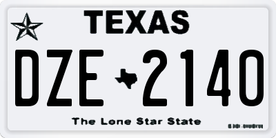 TX license plate DZE2140
