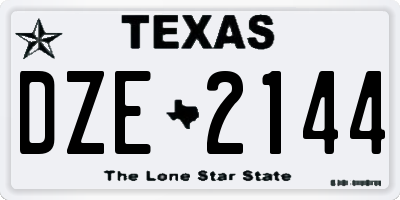 TX license plate DZE2144