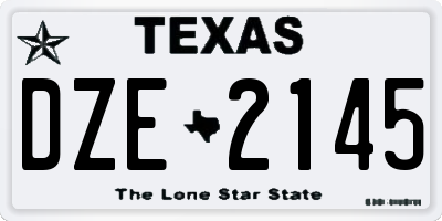 TX license plate DZE2145