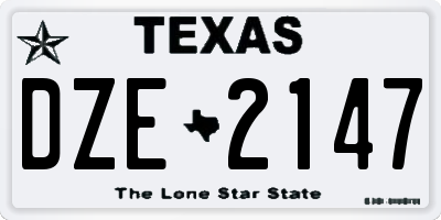 TX license plate DZE2147