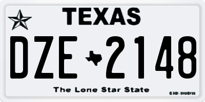 TX license plate DZE2148