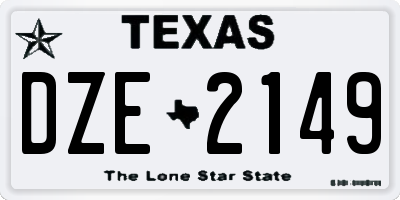 TX license plate DZE2149