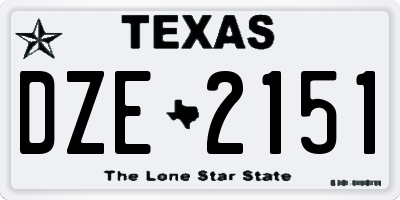 TX license plate DZE2151