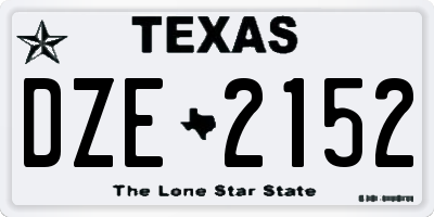 TX license plate DZE2152