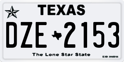 TX license plate DZE2153