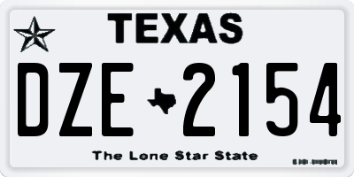TX license plate DZE2154