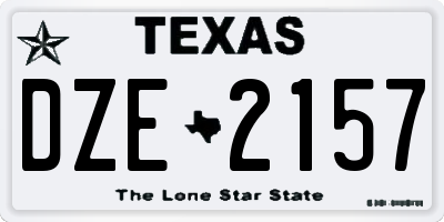 TX license plate DZE2157