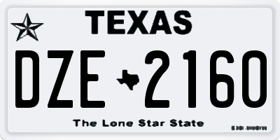 TX license plate DZE2160