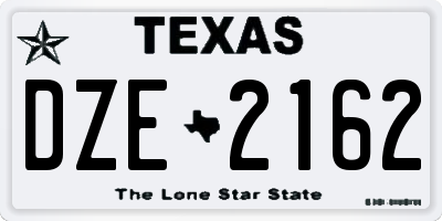 TX license plate DZE2162