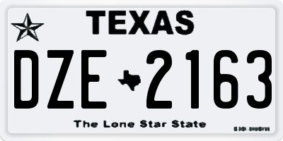 TX license plate DZE2163