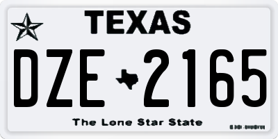 TX license plate DZE2165