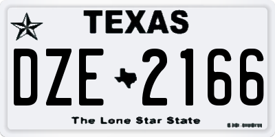 TX license plate DZE2166