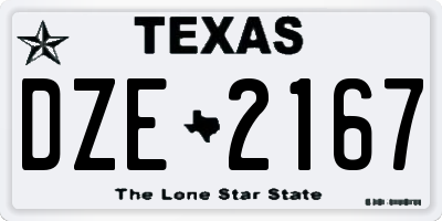 TX license plate DZE2167