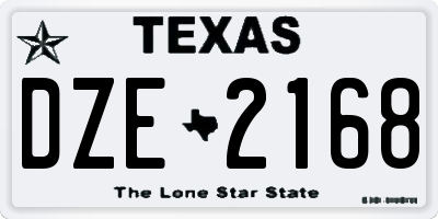 TX license plate DZE2168