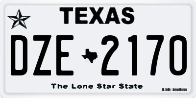 TX license plate DZE2170
