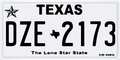 TX license plate DZE2173