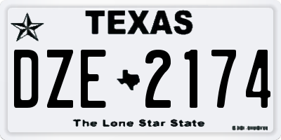 TX license plate DZE2174