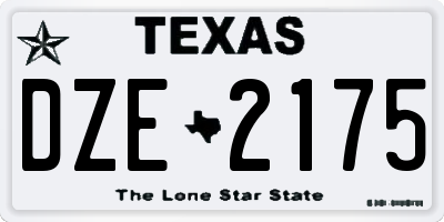 TX license plate DZE2175