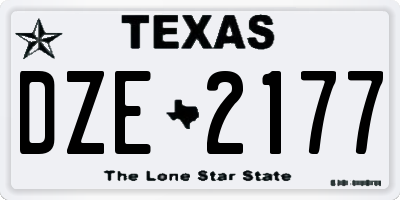 TX license plate DZE2177