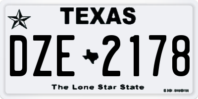 TX license plate DZE2178