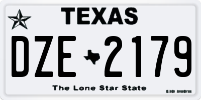 TX license plate DZE2179