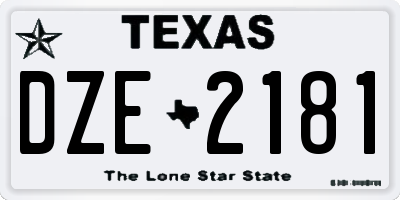 TX license plate DZE2181