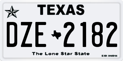 TX license plate DZE2182