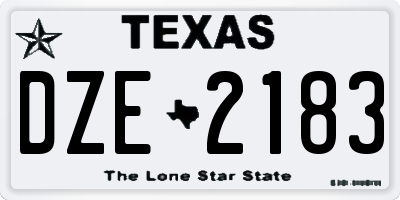 TX license plate DZE2183