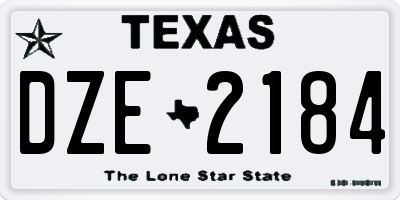 TX license plate DZE2184