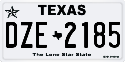TX license plate DZE2185