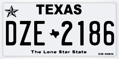 TX license plate DZE2186