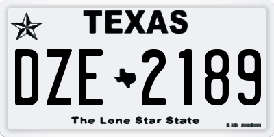 TX license plate DZE2189