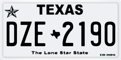 TX license plate DZE2190