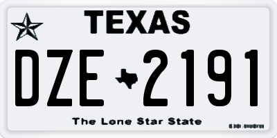 TX license plate DZE2191