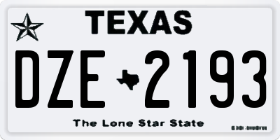 TX license plate DZE2193