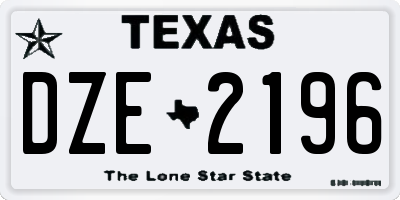 TX license plate DZE2196