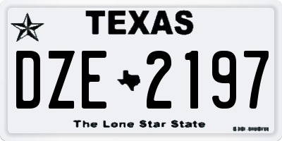 TX license plate DZE2197