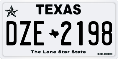TX license plate DZE2198