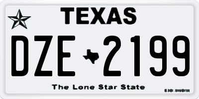 TX license plate DZE2199