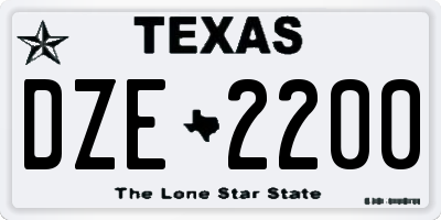 TX license plate DZE2200
