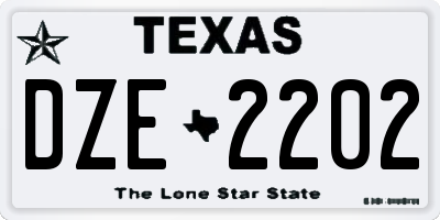 TX license plate DZE2202