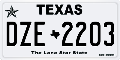 TX license plate DZE2203