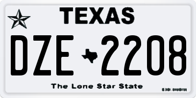 TX license plate DZE2208