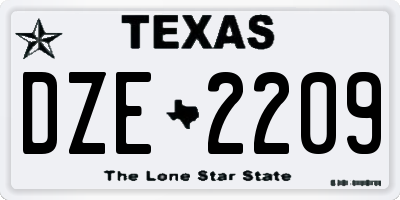 TX license plate DZE2209